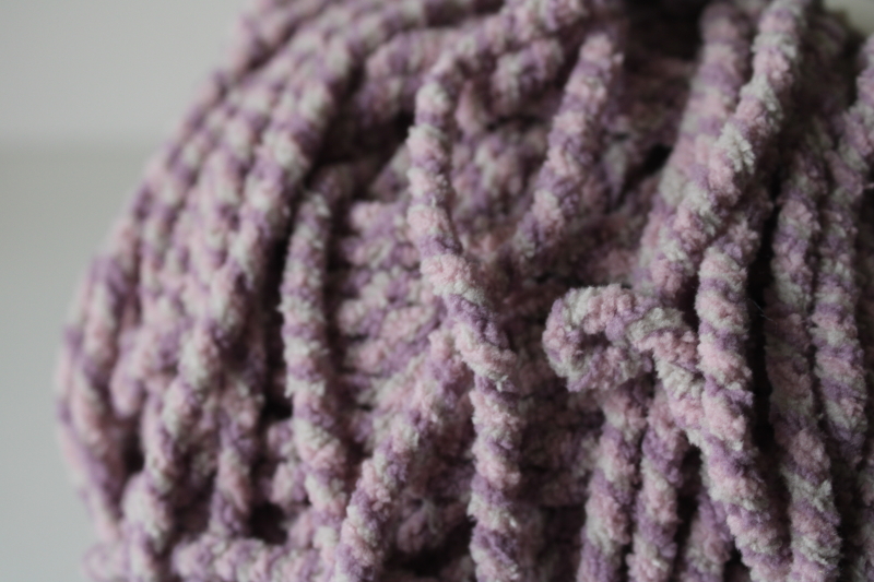 photo of Bernat Blanket chunky chenille yarn, big ball 300 grams soft lavender purple twist Yarnspirations Joanns  #2