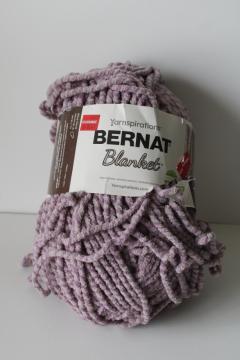 catalog photo of Bernat Blanket chunky chenille yarn, big ball 300 grams soft lavender purple twist Yarnspirations Joanns 