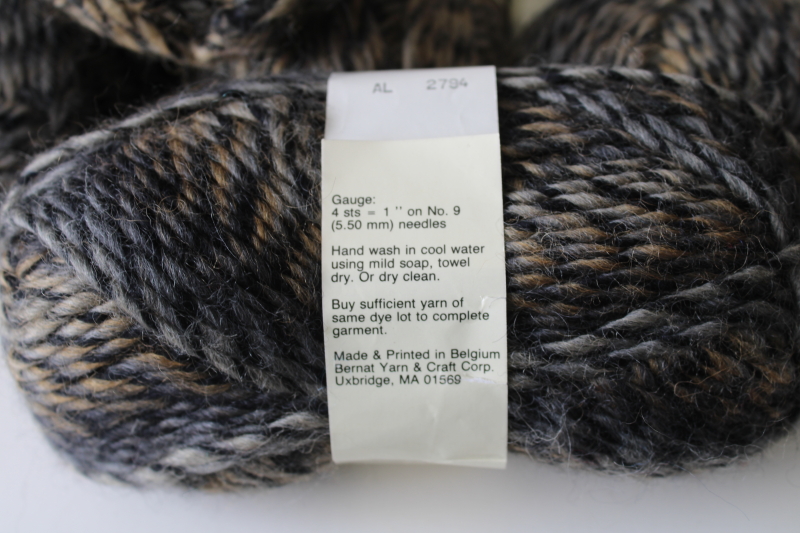photo of Bernat Myriade yarn wool acrylic blend tweedy neutral tan gray black five skeins lot  #3