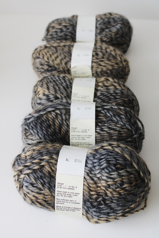 photo of Bernat Myriade yarn wool acrylic blend tweedy neutral tan gray black five skeins lot  #4
