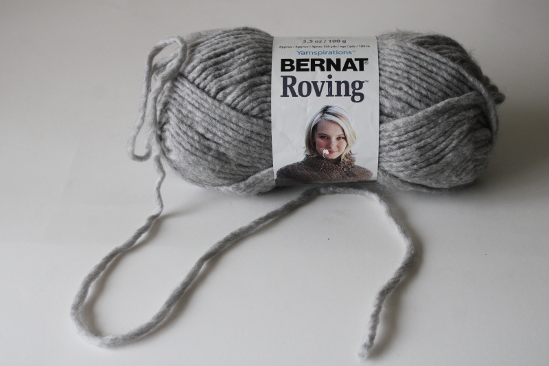 photo of Bernat Roving yarn, thick bulky soft all acrylic yarn natural grey color  #1
