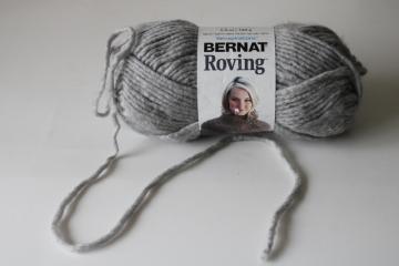 catalog photo of Bernat Roving yarn, thick bulky soft all acrylic yarn natural grey color 