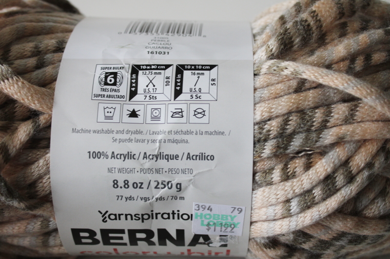 photo of Bernat Yarnspirations Colorwhirl yarn tube knit chunky bulky weight icord 250 gram ball earth tones  #2
