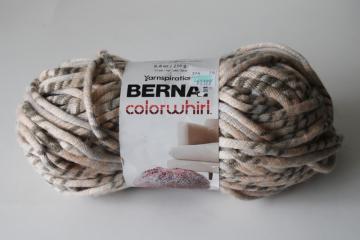 catalog photo of Bernat Yarnspirations Colorwhirl yarn tube knit chunky bulky weight icord 250 gram ball earth tones 