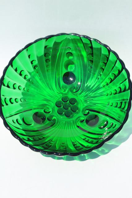 photo of Berwick burple bubble pattern vintage Anchor Hocking forest green glass berry bowls set #5