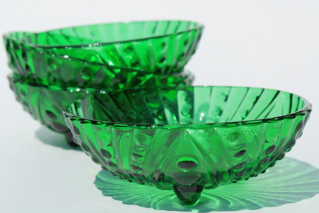 photo of Berwick burple bubble pattern vintage Anchor Hocking forest green glass berry bowls set #7