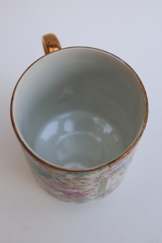 photo of Best Wishes vintage chintz china tea or coffee mug, pretty floral print cup  #3