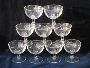 catalog photo of Bethlehem Star, vintage wheel-cut glass dessert dishes, ice cream or sherbet bowls