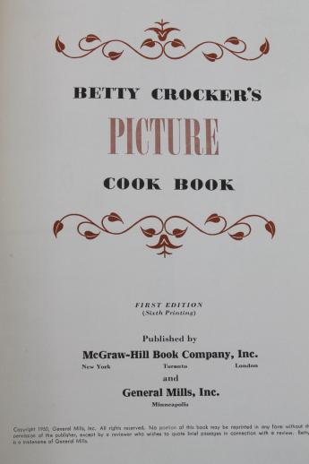 photo of Betty Crocker's Picture Cook Book, 1st edition vintage 1950 Betty Crocker cookbook #3