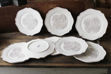 catalog photo of Bianca white medallion ceramic plates American Atelier dinnerware, modern rustic wall art