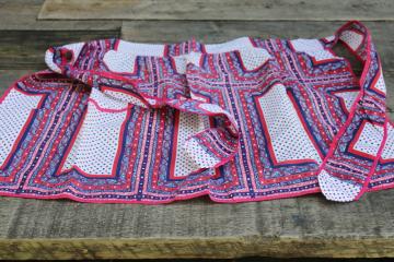 catalog photo of Bicentennial vintage kitchen half apron, red white blue bandana print all cotton fabric 