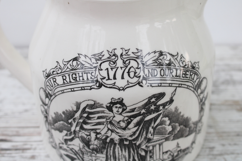 photo of Bicentennial vintage patriotic antique print jug black transferware Liberty Our Rights  #2