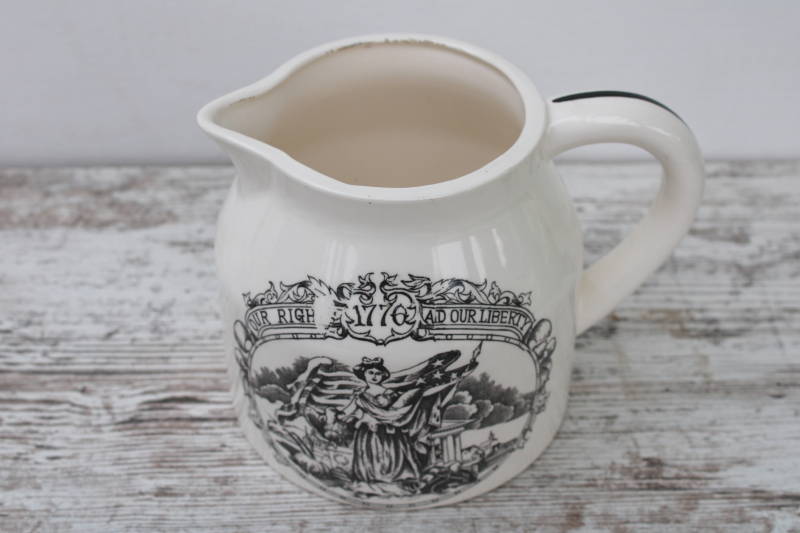 photo of Bicentennial vintage patriotic antique print jug black transferware Liberty Our Rights  #3
