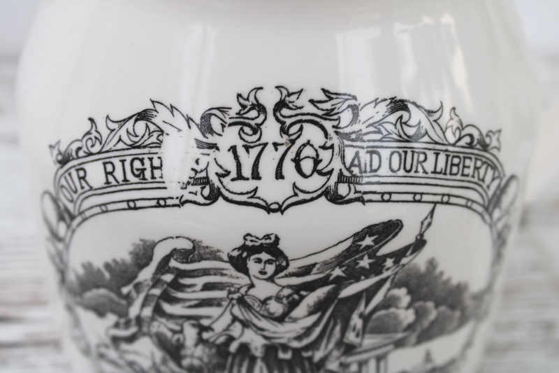 photo of Bicentennial vintage patriotic antique print jug black transferware Liberty Our Rights  #4
