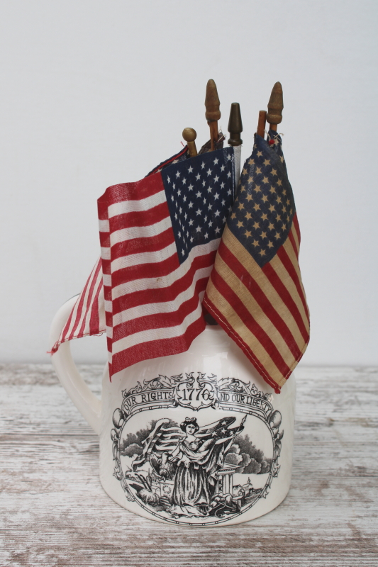 photo of Bicentennial vintage patriotic antique print jug black transferware Liberty Our Rights  #8