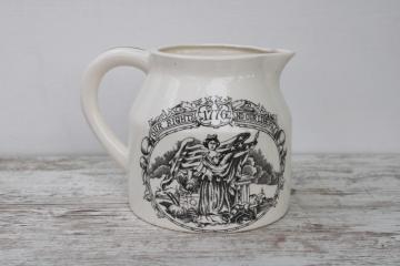 Bicentennial vintage patriotic antique print jug black transferware Liberty Our Rights 