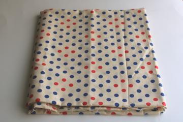 catalog photo of Bicentennial vintage red & blue dots polka dot print poly cotton fabric, 70s mod 