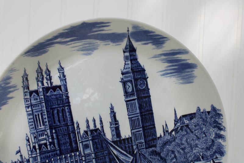 photo of Big Ben London souvenir plate vintage blue & white transferware Johnson Bros china #3