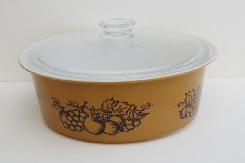 photo of Big Bertha Pyrex vintage 664 Old Orchard fruit pattern w/ clear glass lid #1