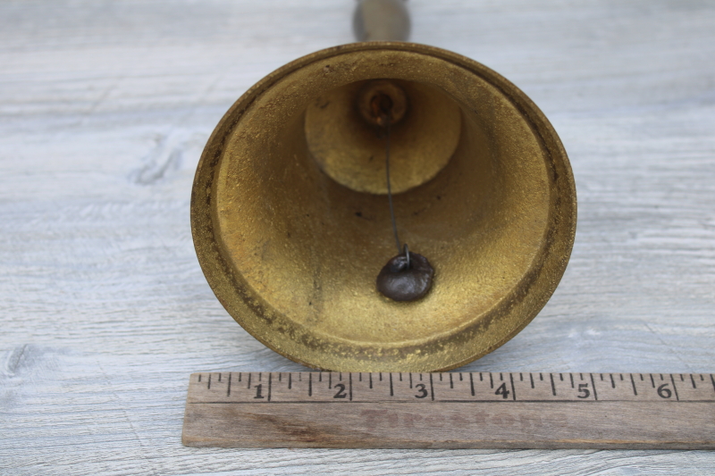 photo of Big brass school bell or dinner bell, vintage solid brass hand bell #2