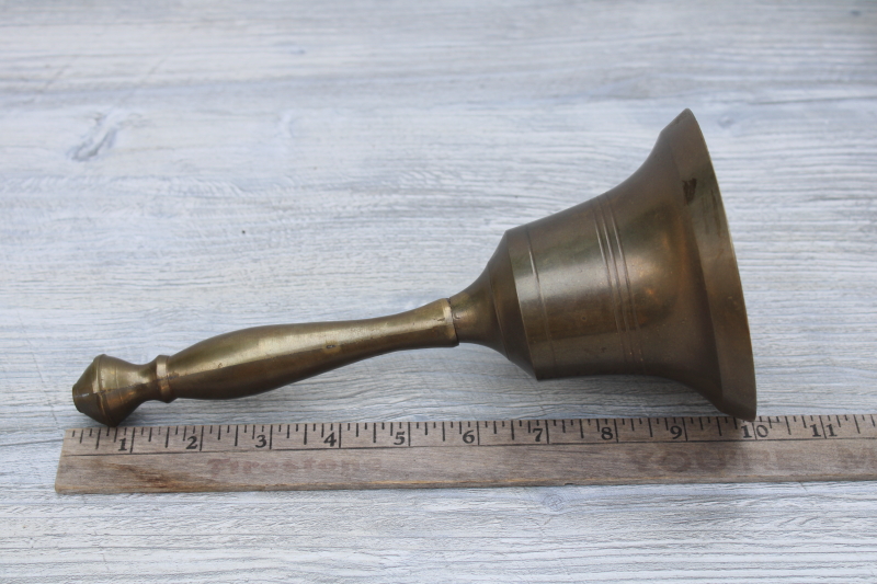 photo of Big brass school bell or dinner bell, vintage solid brass hand bell #3