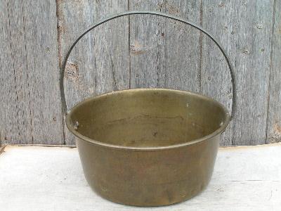 photo of Big old antique brass apple butter kettle caldron pot #1