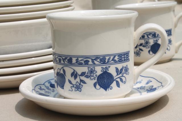 photo of Biltons - England blue onion vintage china breakfast dishes set, tea mugs, bowls, plates #4