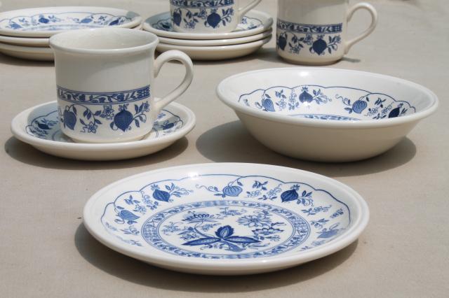 photo of Biltons - England blue onion vintage china breakfast dishes set, tea mugs, bowls, plates #5