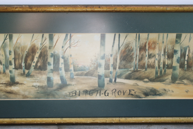 photo of Birch Grove antique original watercolor painting 1909 artist signed winter woods cabin homestead landscape  #5