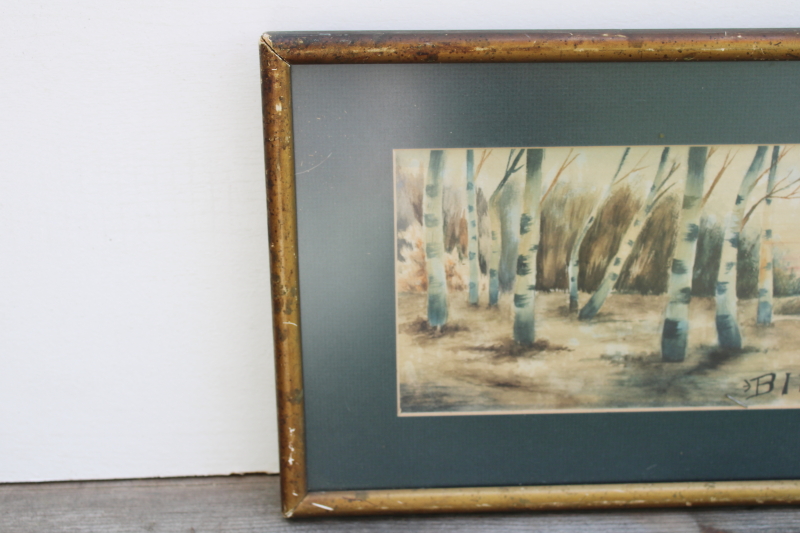 photo of Birch Grove antique original watercolor painting 1909 artist signed winter woods cabin homestead landscape  #8