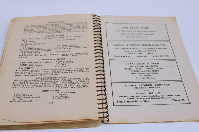 photo of Bird Island Minnesota cookbook vintage 1948, rural midwest farm community recipes #5