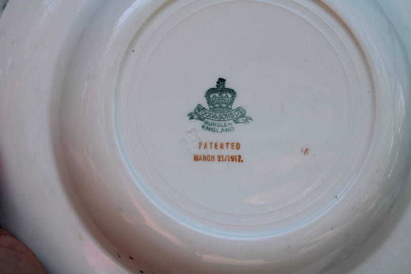 photo of Bird of Paradise antique Wood & Sons china large soup bowls, 1917 patent date vintage chinoiserie  #3