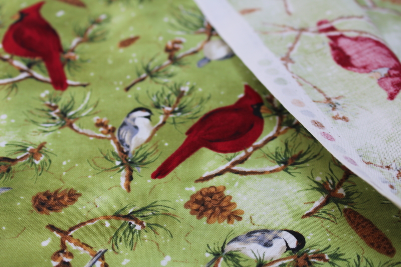 photo of Birds Berries Barb Tortillotte holiday print quilting cotton fabric Clothworks discontinued #3