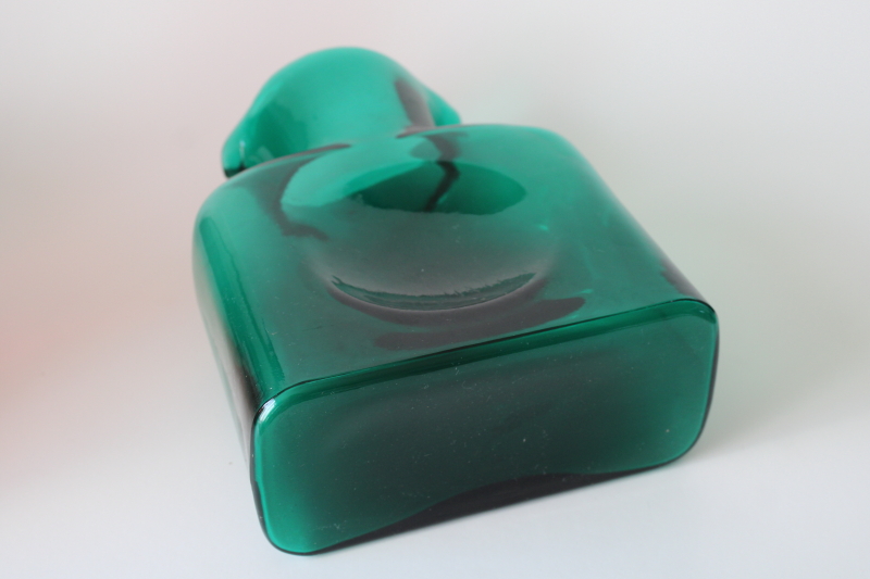 photo of Blenko 384 water bottle carafe emerald teal green color, MCM vintage glassware  #4