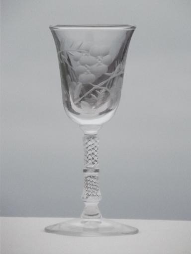 photo of Blossoms Libbey Rock Sharpe cordial glasses, tiny vintage wine goblets  #2