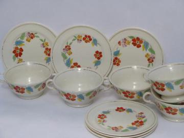 catalog photo of Blossomtime vintage USA china, cream soup bowls or double handle cups