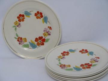 catalog photo of Blossomtime vintage USA china, orange flowers bright leaves, 6 plates