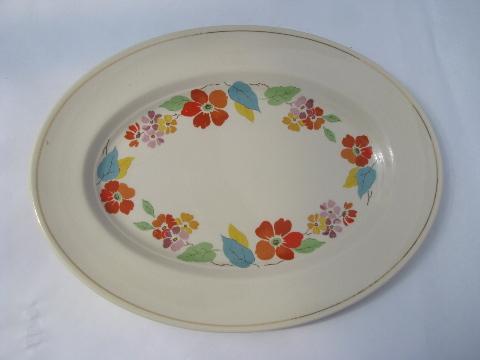 photo of Blossomtime vintage USA china, orange flowers bright leaves, big platter #1