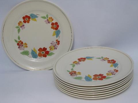 photo of Blossomtime vintage USA china, orange flowers bright leaves, dinner plates #1