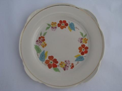 photo of Blossomtime vintage USA china, orange flowers bright leaves, salad plates #2