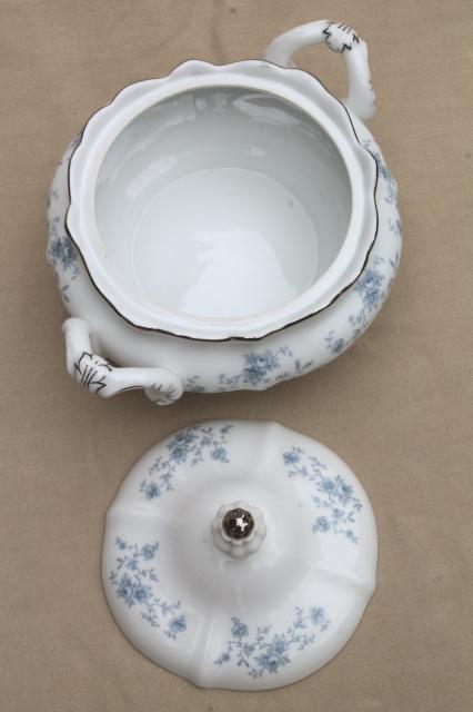 photo of Blue Garland china covered bowl serving dish, vintage Bavaria mark Johann Haviland #7