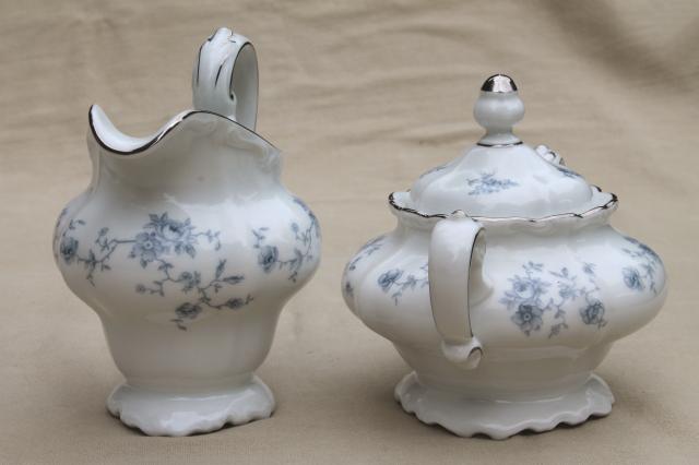 photo of Blue Garland china cream pitcher & sugar bowl, vintage Bavaria mark Johann Haviland #2