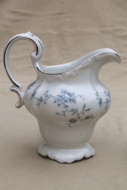photo of Blue Garland china cream pitcher & sugar bowl, vintage Bavaria mark Johann Haviland #3