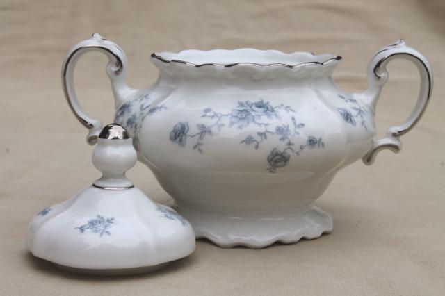 photo of Blue Garland china cream pitcher & sugar bowl, vintage Bavaria mark Johann Haviland #4