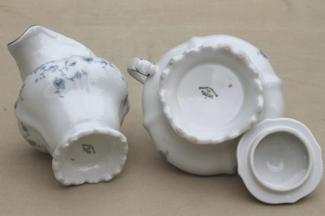 photo of Blue Garland china cream pitcher & sugar bowl, vintage Bavaria mark Johann Haviland #6