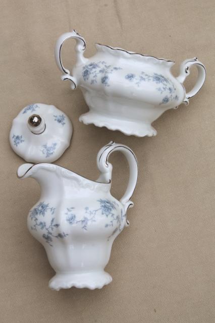 photo of Blue Garland china cream pitcher & sugar bowl, vintage Bavaria mark Johann Haviland #7