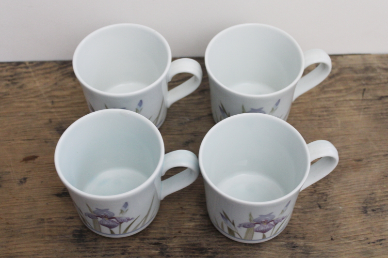 photo of Blue Iris Royal Doulton china cups or mugs set of four, 1980s vintage Lambethware #2