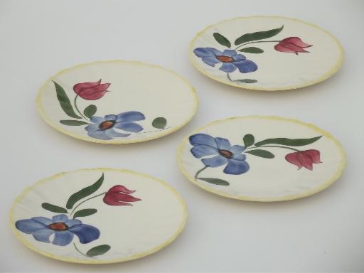 photo of Blue Ridge Southern Potteries  pie plates w/ yellow trim, red / blue flowers #1