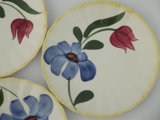 photo of Blue Ridge Southern Potteries  pie plates w/ yellow trim, red / blue flowers #2