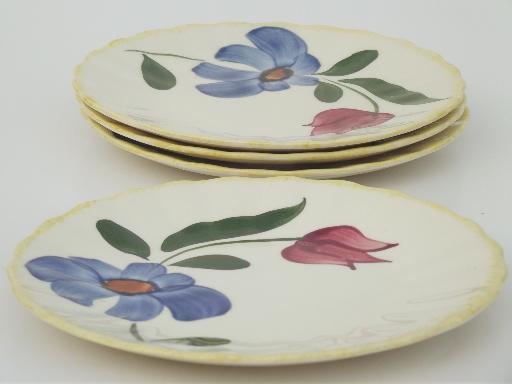 photo of Blue Ridge Southern Potteries  pie plates w/ yellow trim, red / blue flowers #3